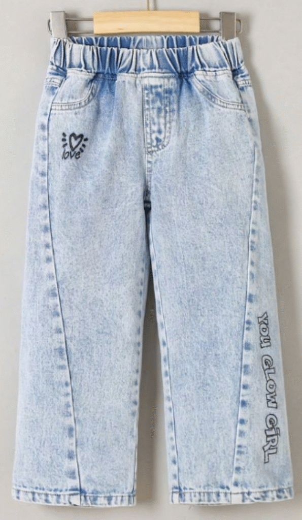 Girls baggy wide leg denim pant.