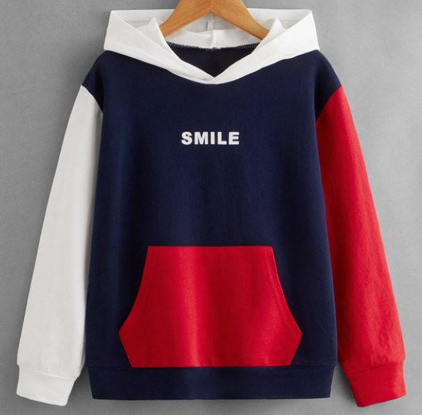 Boy's Contrast Color Classic Style Fit Sweatshirt.
