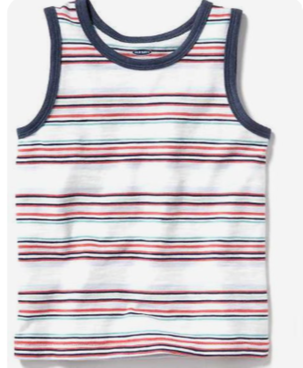 Boy's Stripe Contrast Color Tank Top.