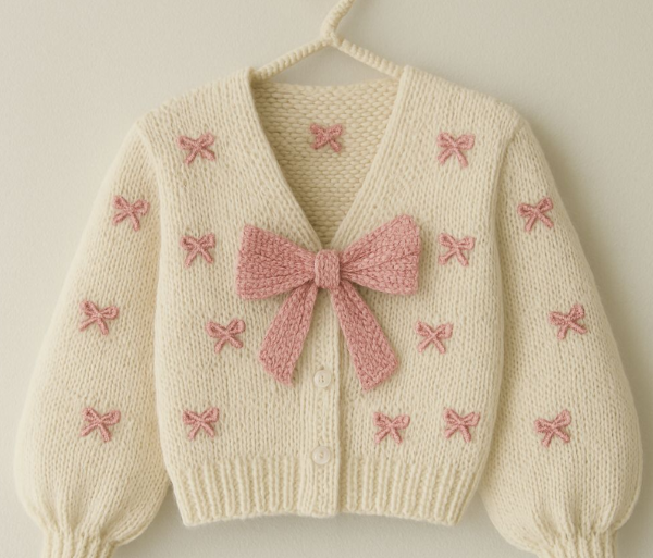 Girls Bow Tie Long Sleeve Pullover Classic Look.
