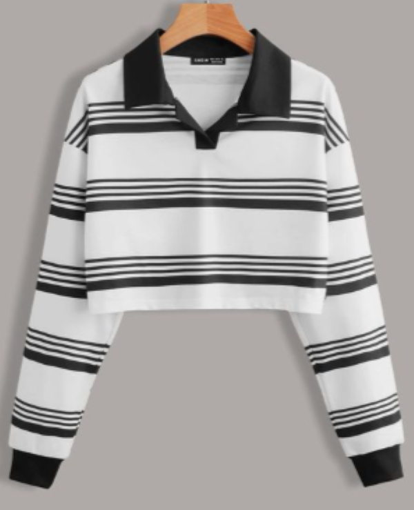 Girls Crop Long Sleeve Polo Shirt.