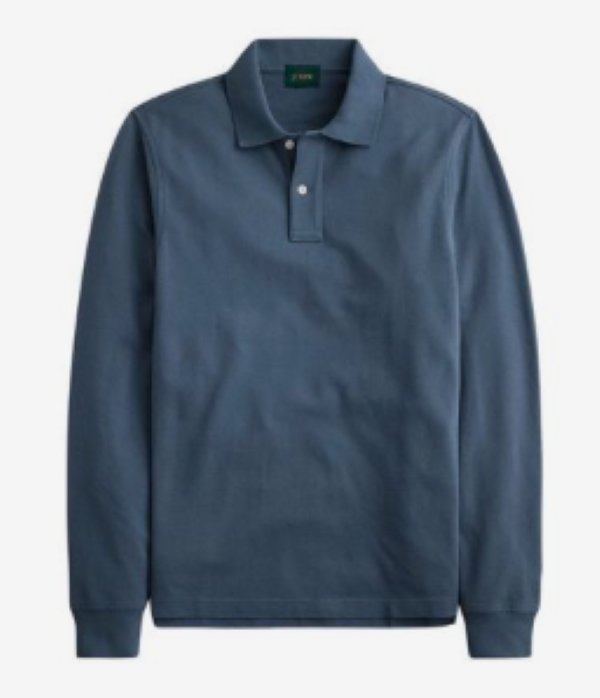 Men's Long Sleeve Solid Color Polo Shirt.