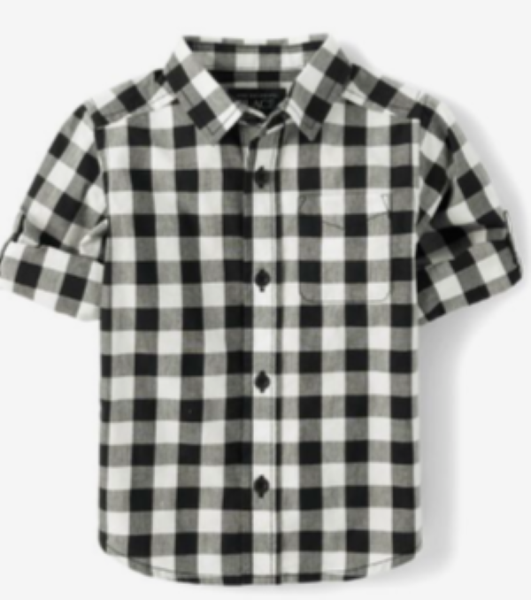 Toddler Boy's Gingham Poplin Casual Shirt.