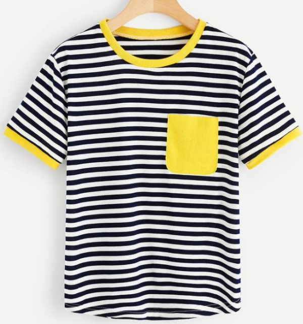 Toddler Contrast Chest Pocket Stripe T-shirt.
