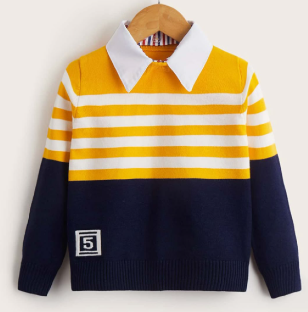 Toddler's Contrast Stripe Classic Fit Polo Shirt.