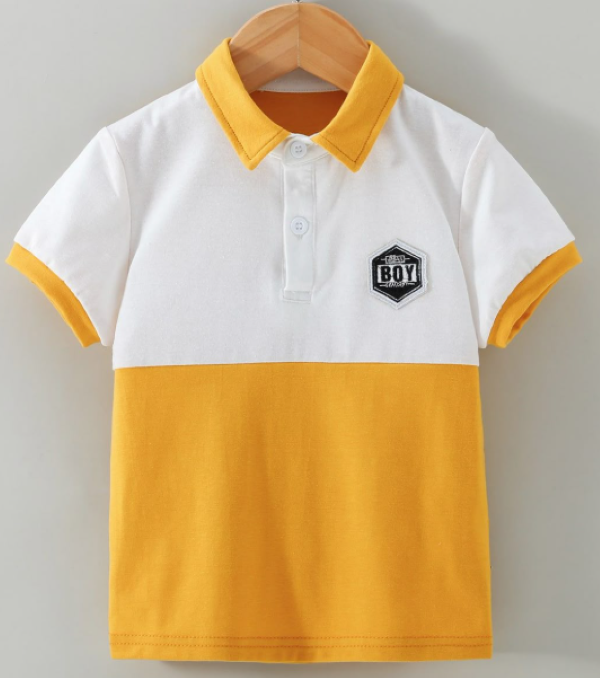 Toddler's Contrast Yellow-White Polo Shirt.